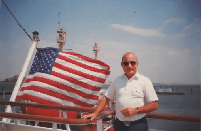 Captain piloting a large boat